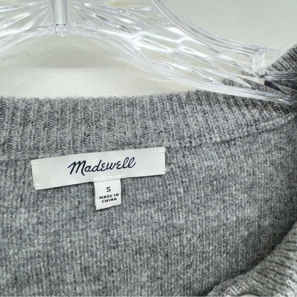 Madewell Merino Wool Knit Womens Sweater Pullover Grey Size Small Boxy Casual - Picture 3 of 10